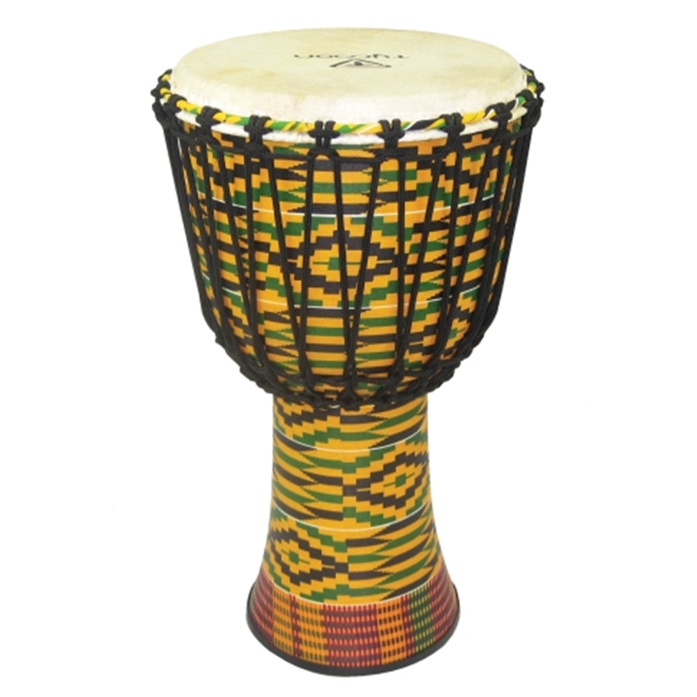 Tycoon  TFAJ-10K 10" Kente Finish Fiberglass Djembe - Rope Tuned