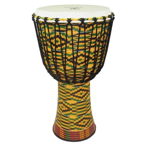 Tycoon  TFAJ-12K 12' Kente Finish Fiberglass Djembe - Rope Tuned