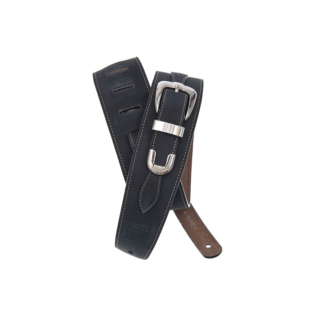 Planet Waves 25LBB00 Belt Buckle Leather Guitar Strap, Black