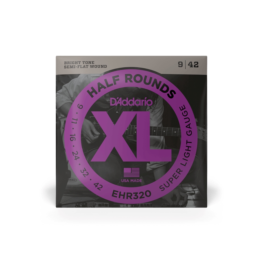 D'Addario EHR320 Half Round Electric Guitar String, Super Light, 9-42