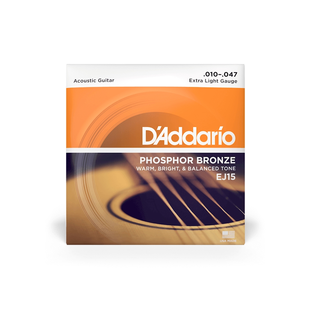 D'Addario EJ15 Phosphor Bronze Acoustic Guitar String Set, Extra Light, 10-47