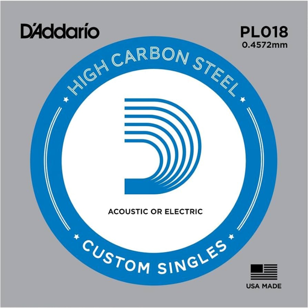 D'Addario PL018 Plain Steel Guitar Single String, .018