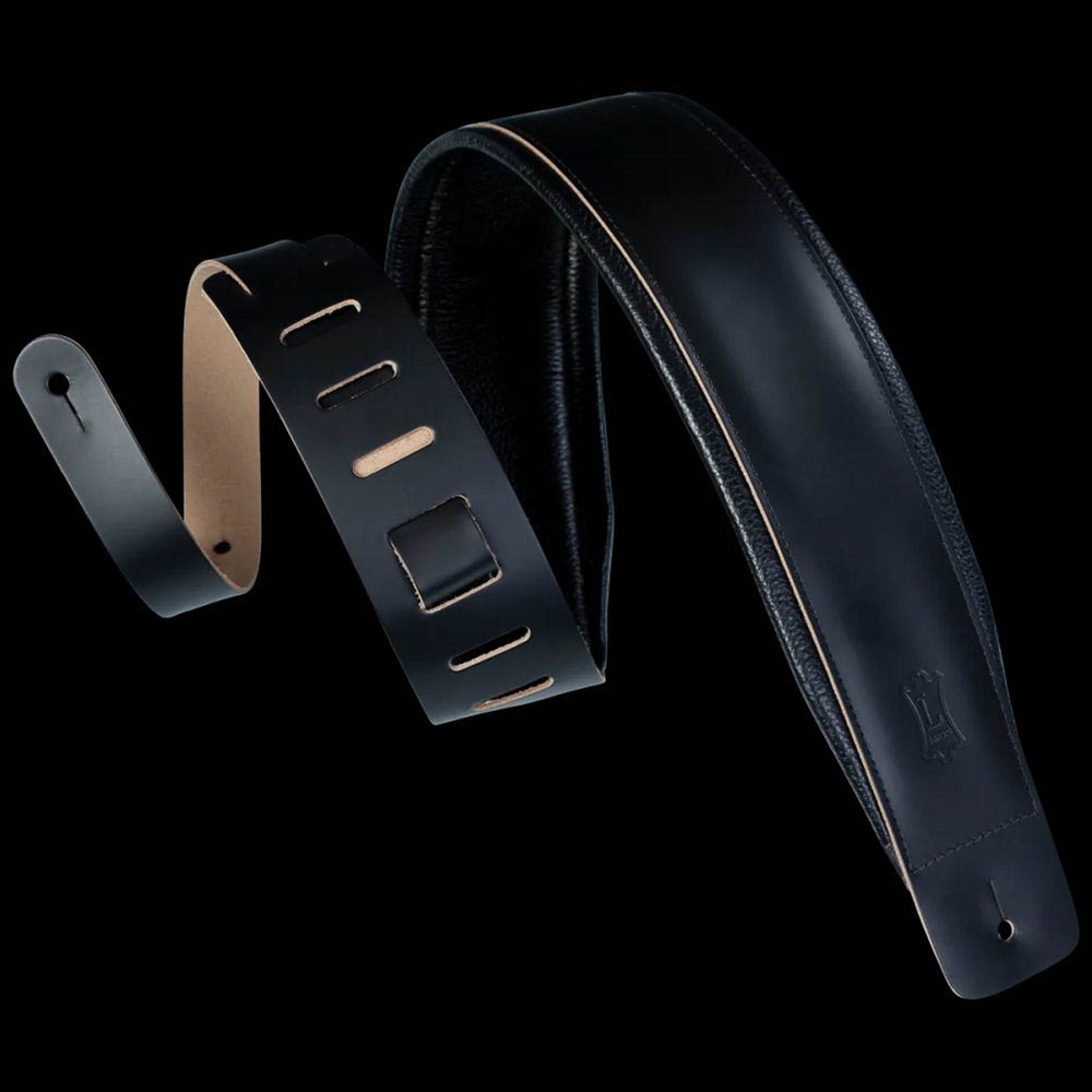 Levy's Leathers DM1PD-XL-BLK 3" Wide Extra Long Larsen Leather Deluxe Guitar Strap In Black, XL