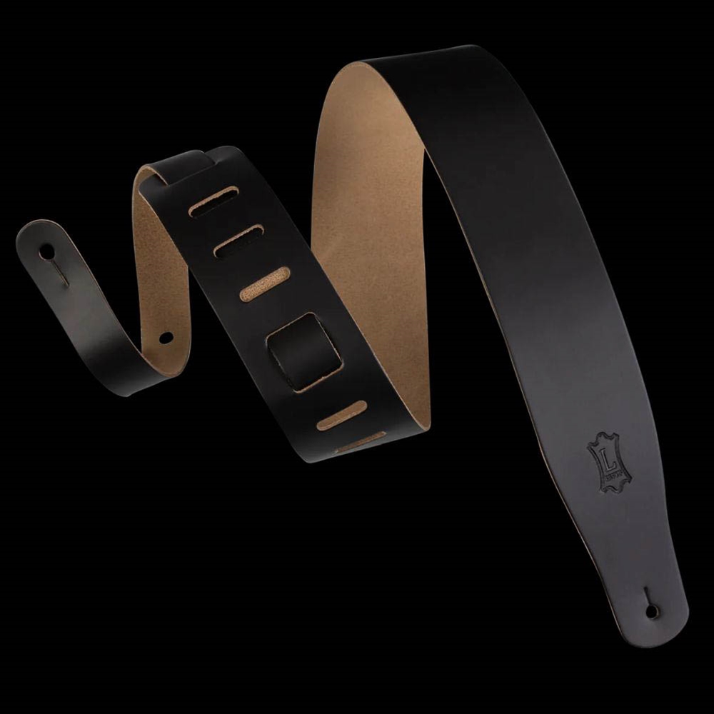 Levy's Leathers M26-BLK 2 1/2" leather guitar strap. Adjustable from 38" to 51". Also available in extra long (XL), which ad