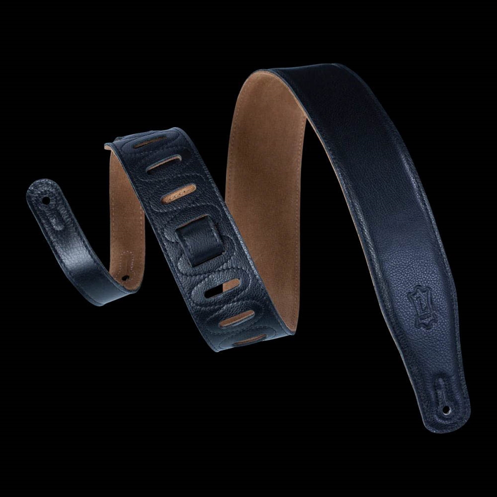 Levy's Leathers M26GF-BLK 2 1/2" garment leather guitar strap with foam padding and suede backing. Adjustable from 37" to 51".