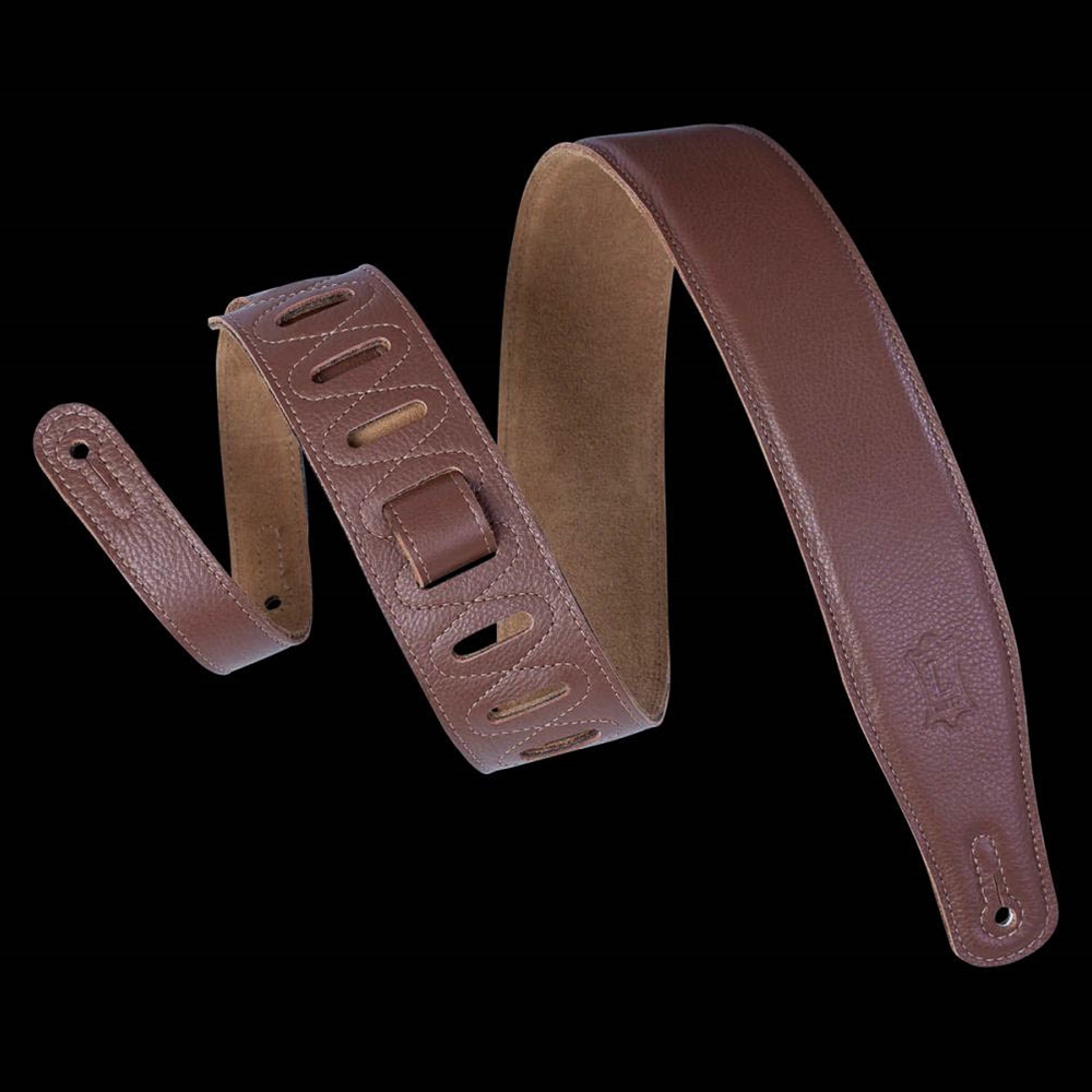 Levy's Leathers M26GF-BRN 2 1/2" garment leather guitar strap with foam padding and suede backing. Adjustable from 37" to 51".