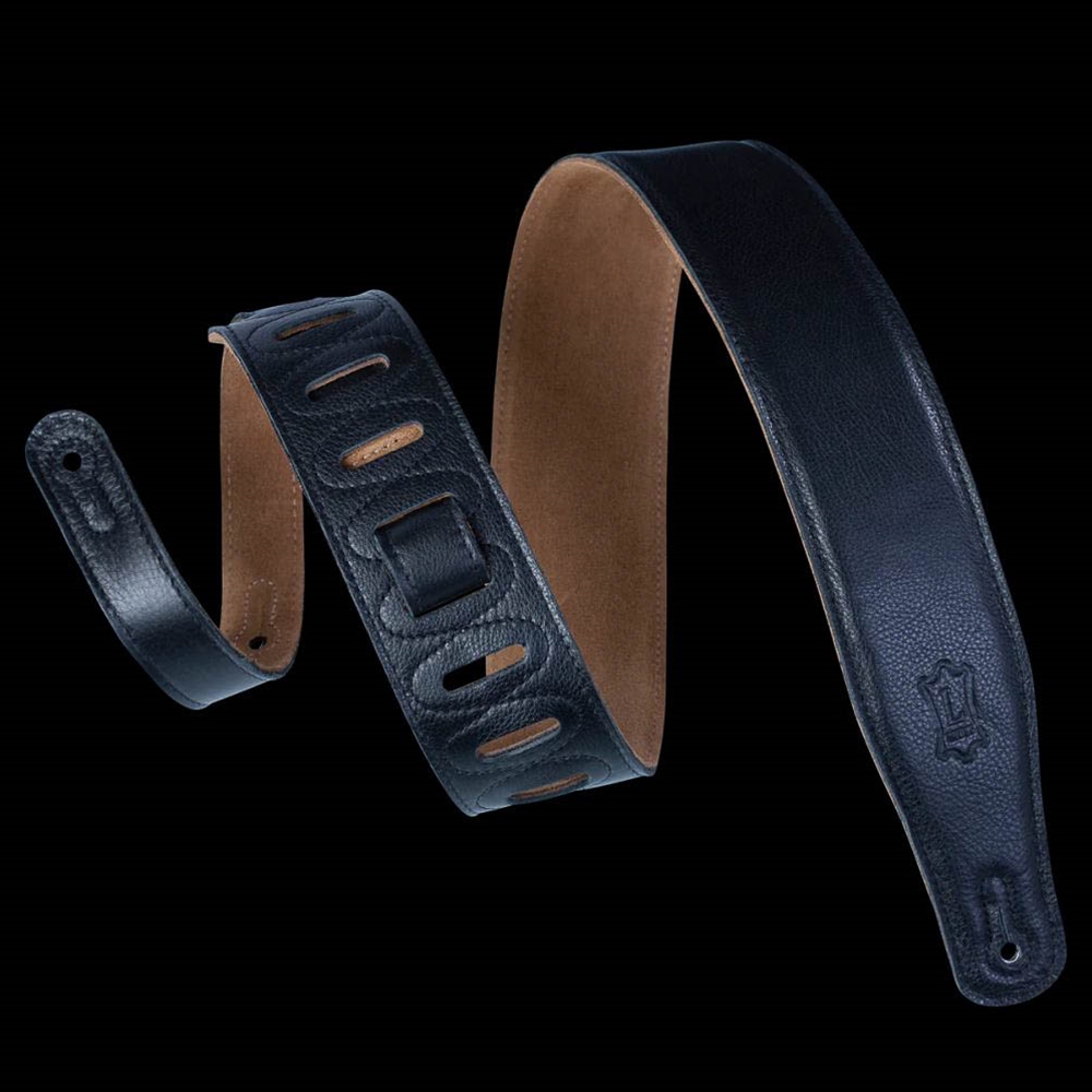 Levy's Leathers M26GF-XL-BLK 2 1/2" Extra Long Garment Leather Guitar Strap with Foam Padding Black