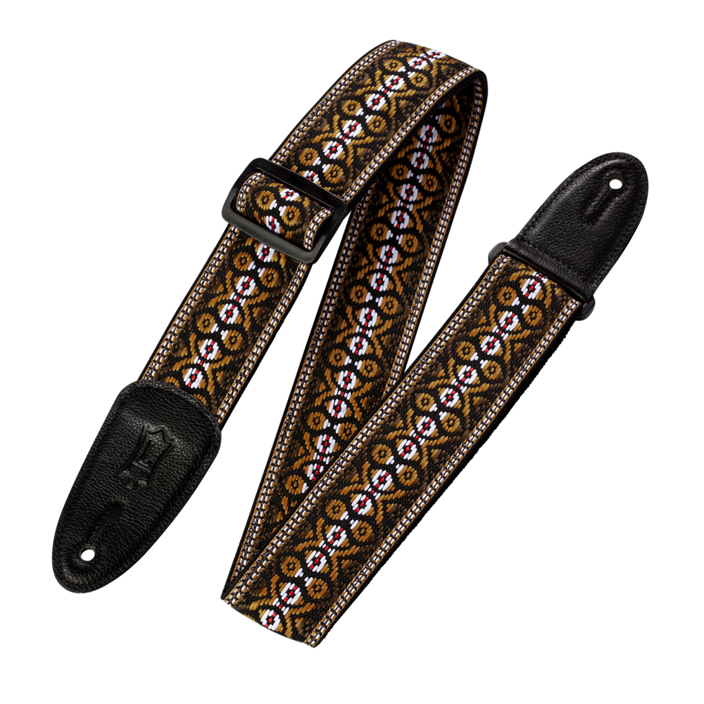 Levy's Leathers M8HT-20 Hootenanny Guitar / Bass Strap, Orange & Brown Stripes