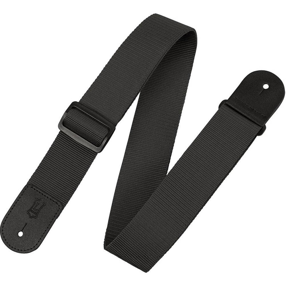 Levy's Leathers M8POLYL-BLK 2" Imprint Guitar Strap w/Leather Ends - Black