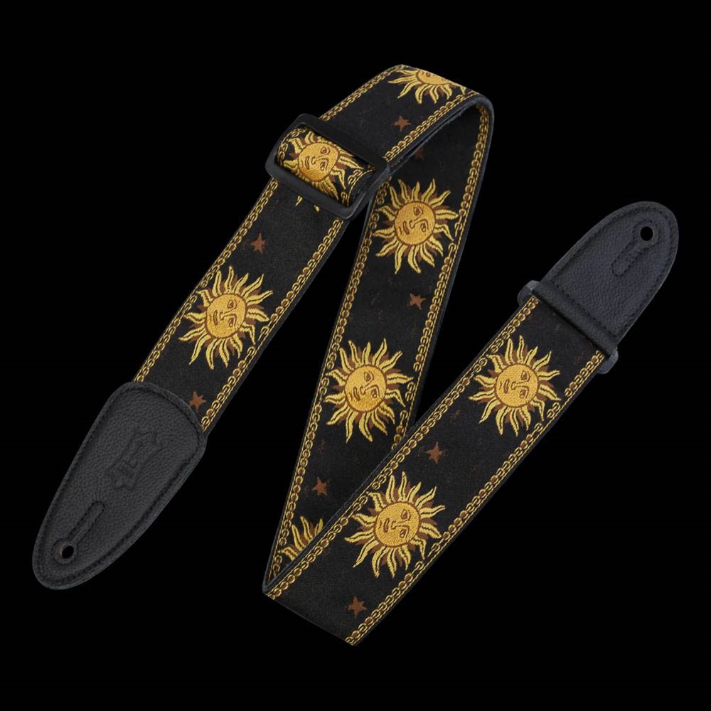 Levy's Leathers MPJG-SUN-BLK 2" Sun Motif Guitar Strap, Black