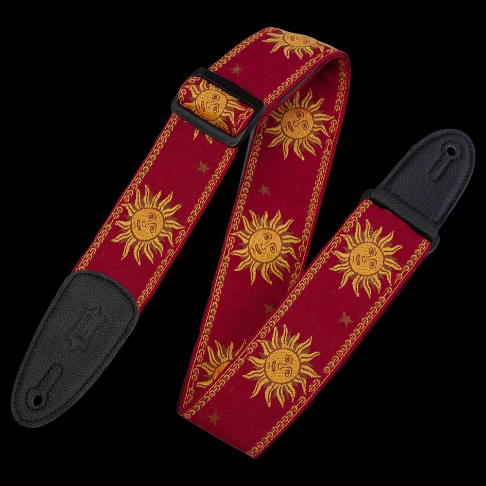 Levy's Leathers MPJG-SUN-RED 2" Sun Motif Guitar Strap, Red