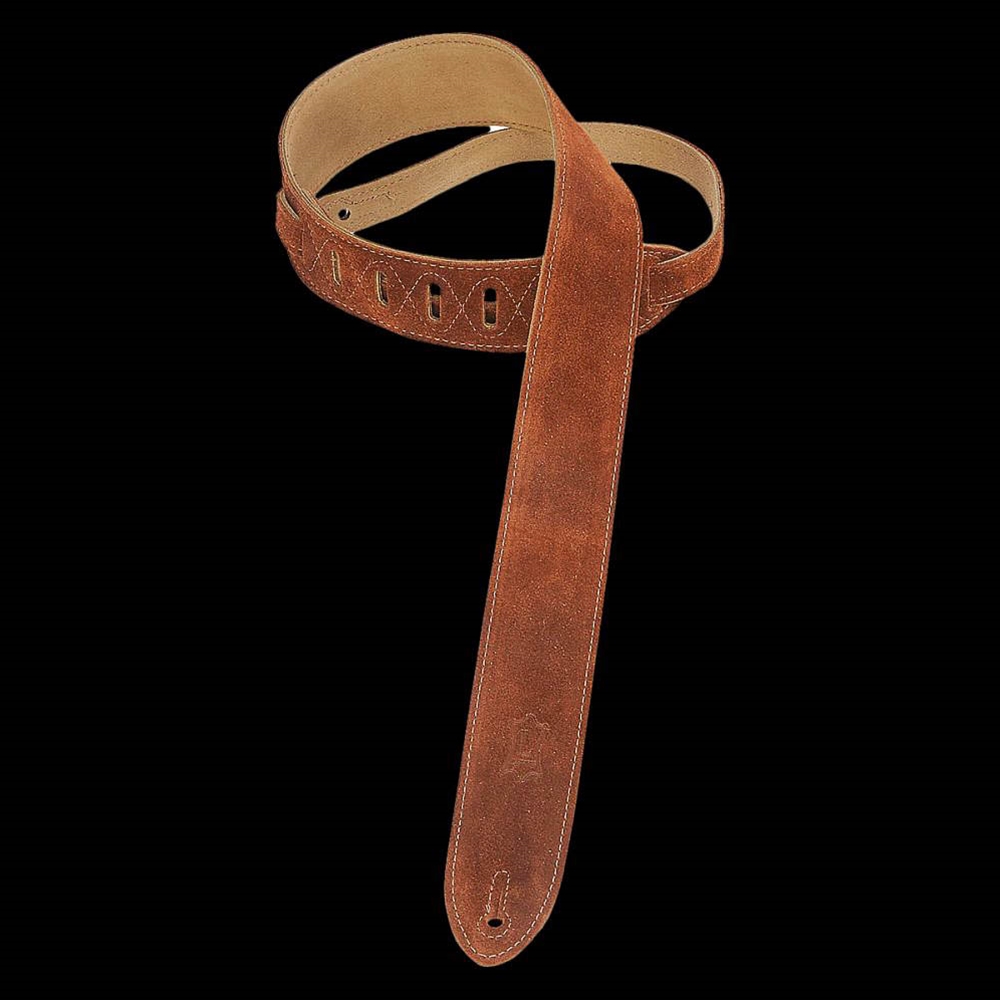 Levy's Leathers MS12-BRN 2" brown suede guitar strap with suede backing. Adjustable from 36" to 52".