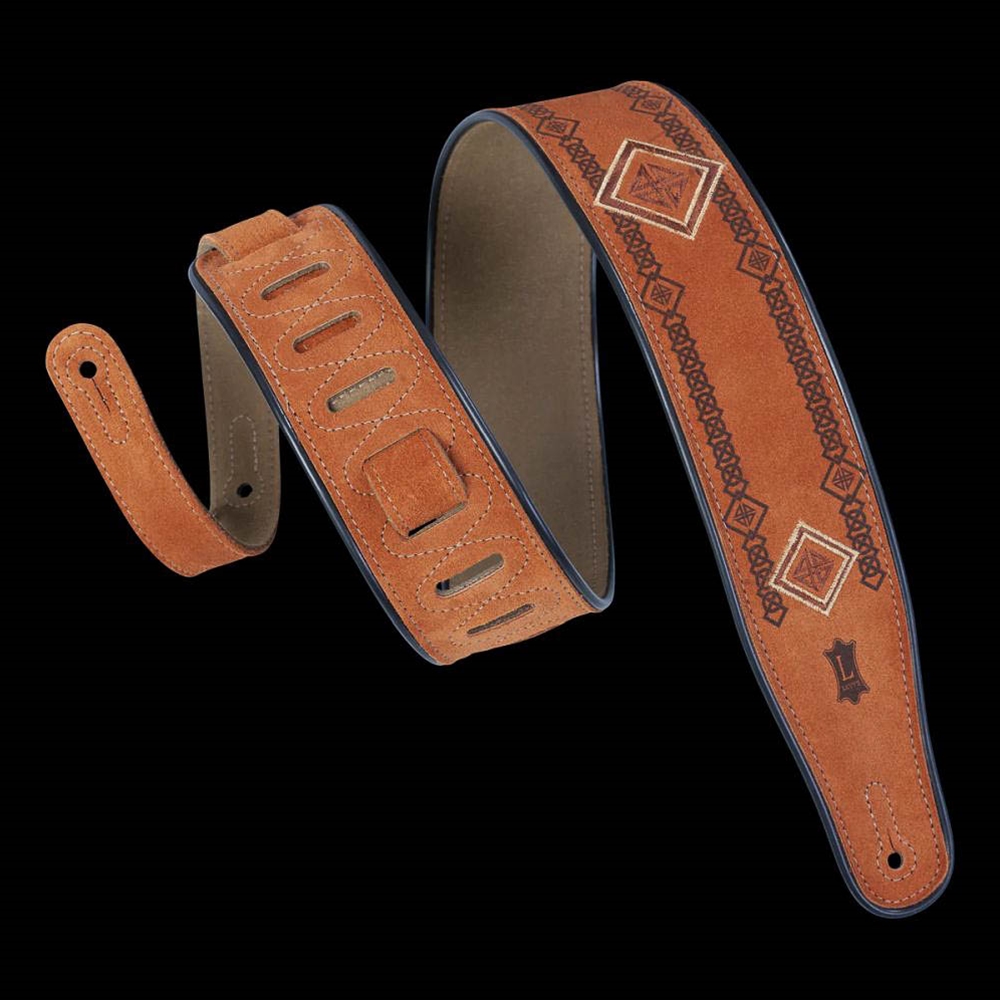 Levy's Leathers MSS3EP-003 2 1/2" Box Tribal Embroidered Suede Guitar strap