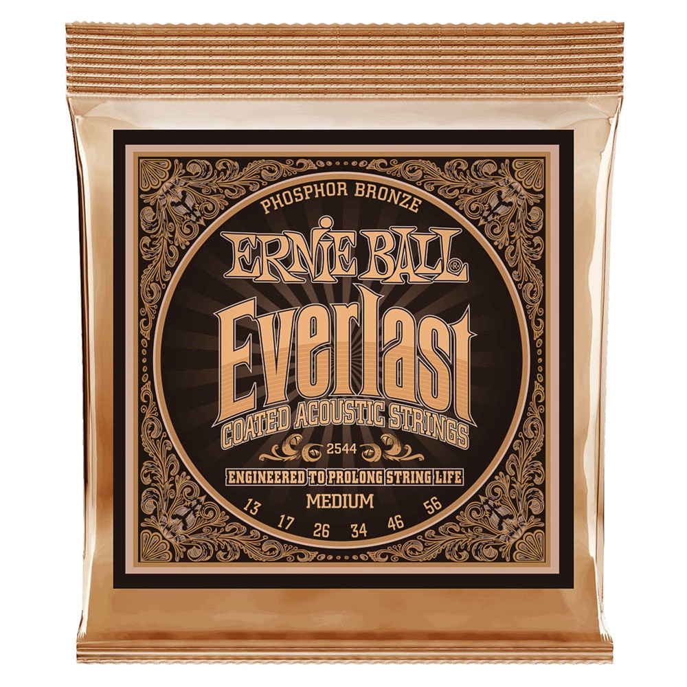 Ernie Ball 2544 Everlast Coated Phosphor Bronze Acoustic Guitar Strings 13-56  Medium