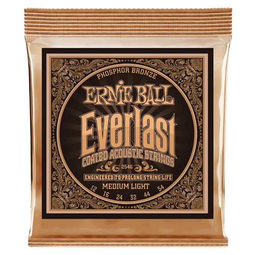 Ernie Ball 2546 Everlast Coated Phosphor Bronze Acoustic Guitar Strings 12-54 Medium Light