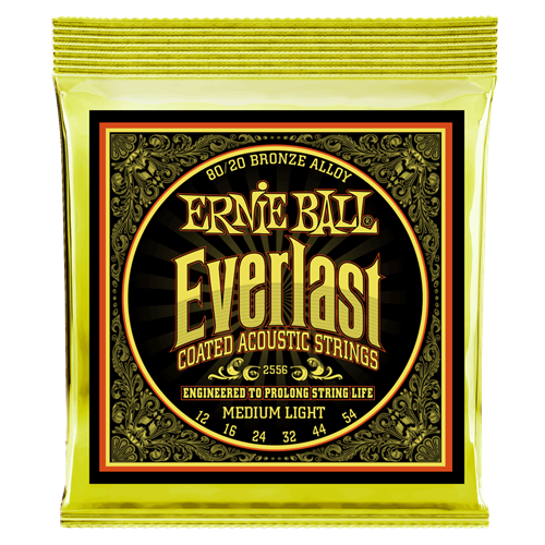 Ernie Ball 2556 Everlast Coated 80/20 Bronze Acoustic Guitar Strings 12-54 Medium Light