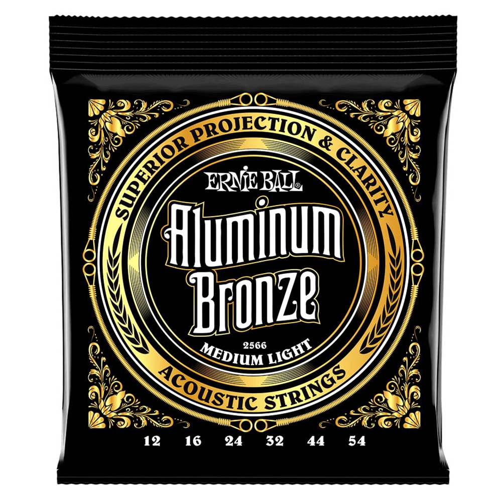 Ernie Ball 2566 Aluminum Bronze Acoustic Guitar Strings 12-54 Medium Light