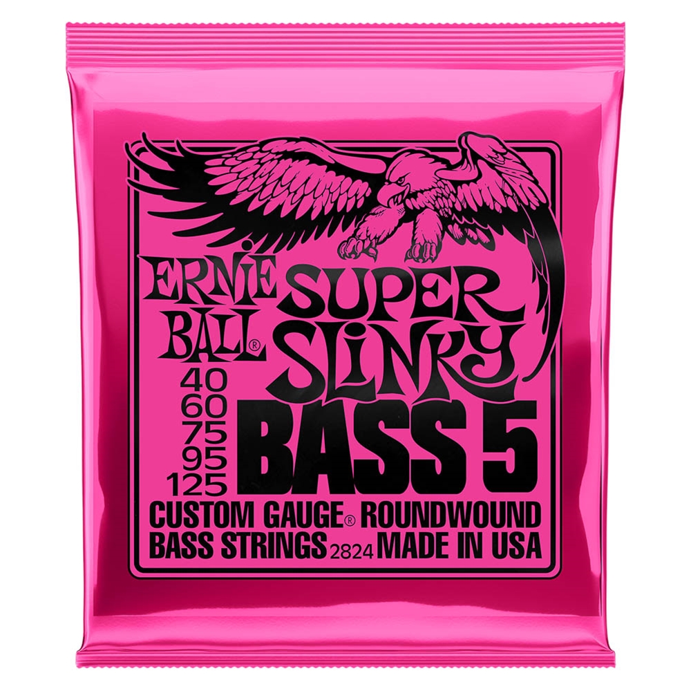 Ernie Ball 2824 5-String Super Slinky Nickel Wound Electric Bass Strings 40-125