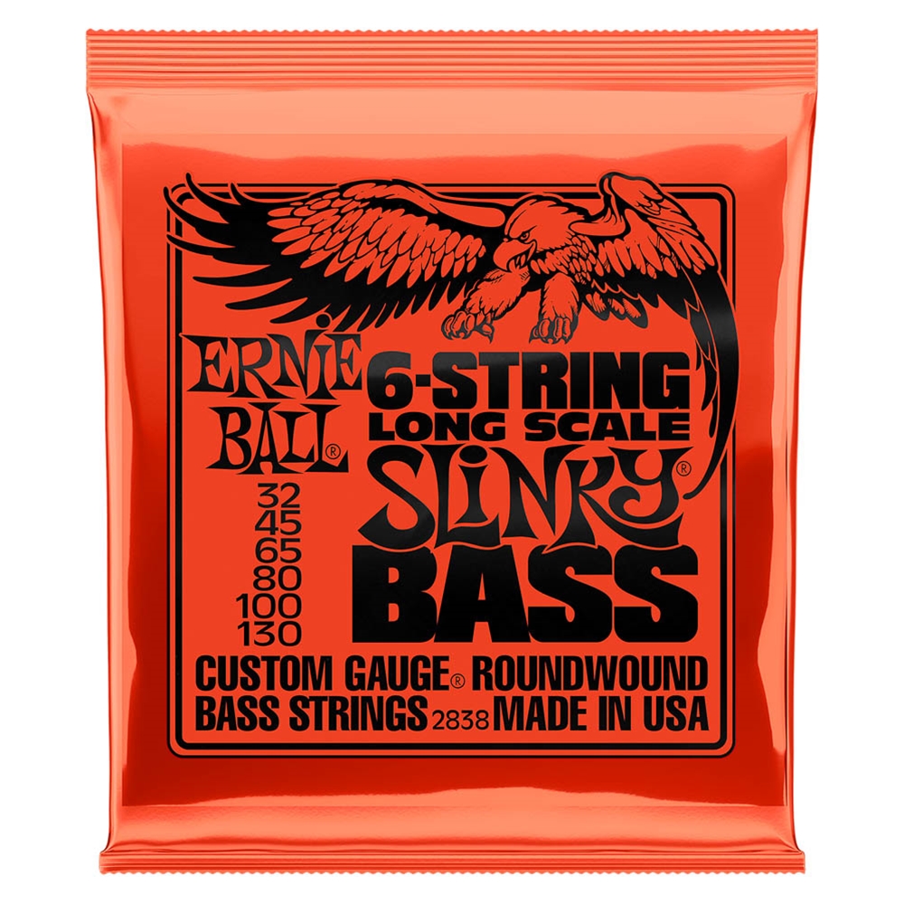 Ernie Ball 2838 Long Scale Slinky Nickel Wound 6-String Electric Bass Strings 32-130