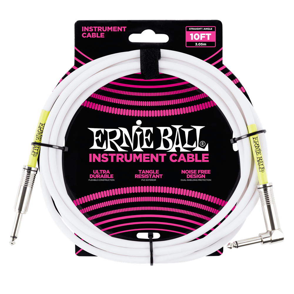Ernie Ball 6049 Classic Instrument Cable Straight/Angle 10 Foot White