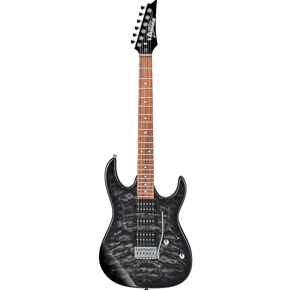Ibanez GRX70QATKS GRX Electric Guitar, Transparent Quilted Black