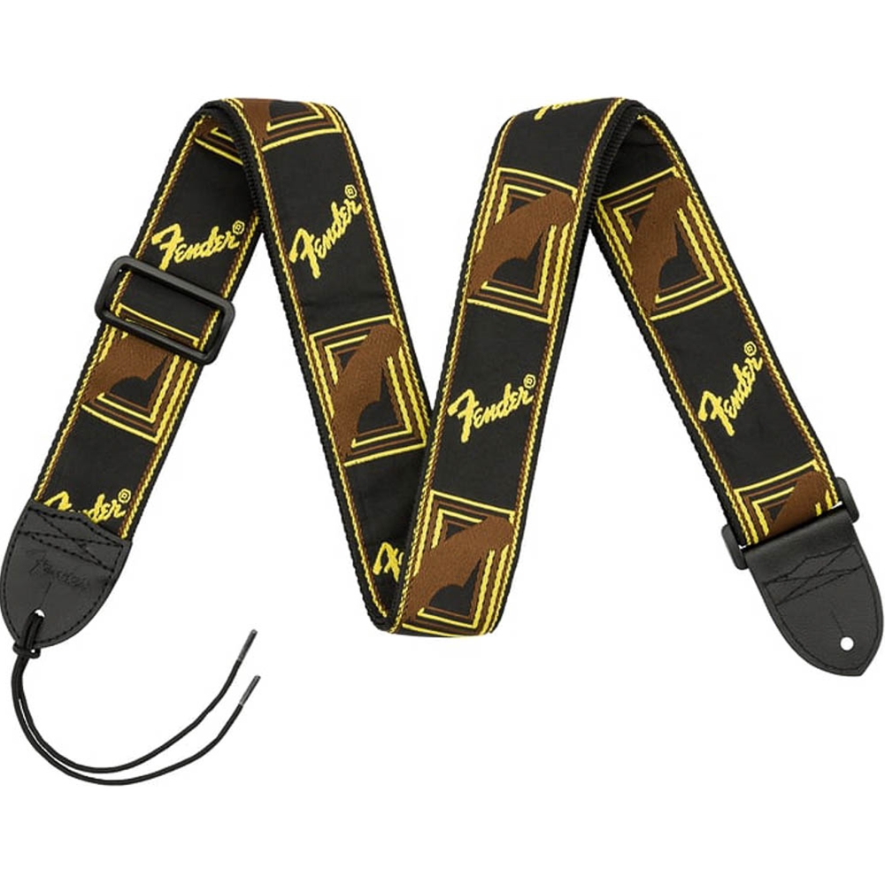 Fender 0990681000 Monogrammed Guitar Strap - Black/Yellow/Brown - 2"