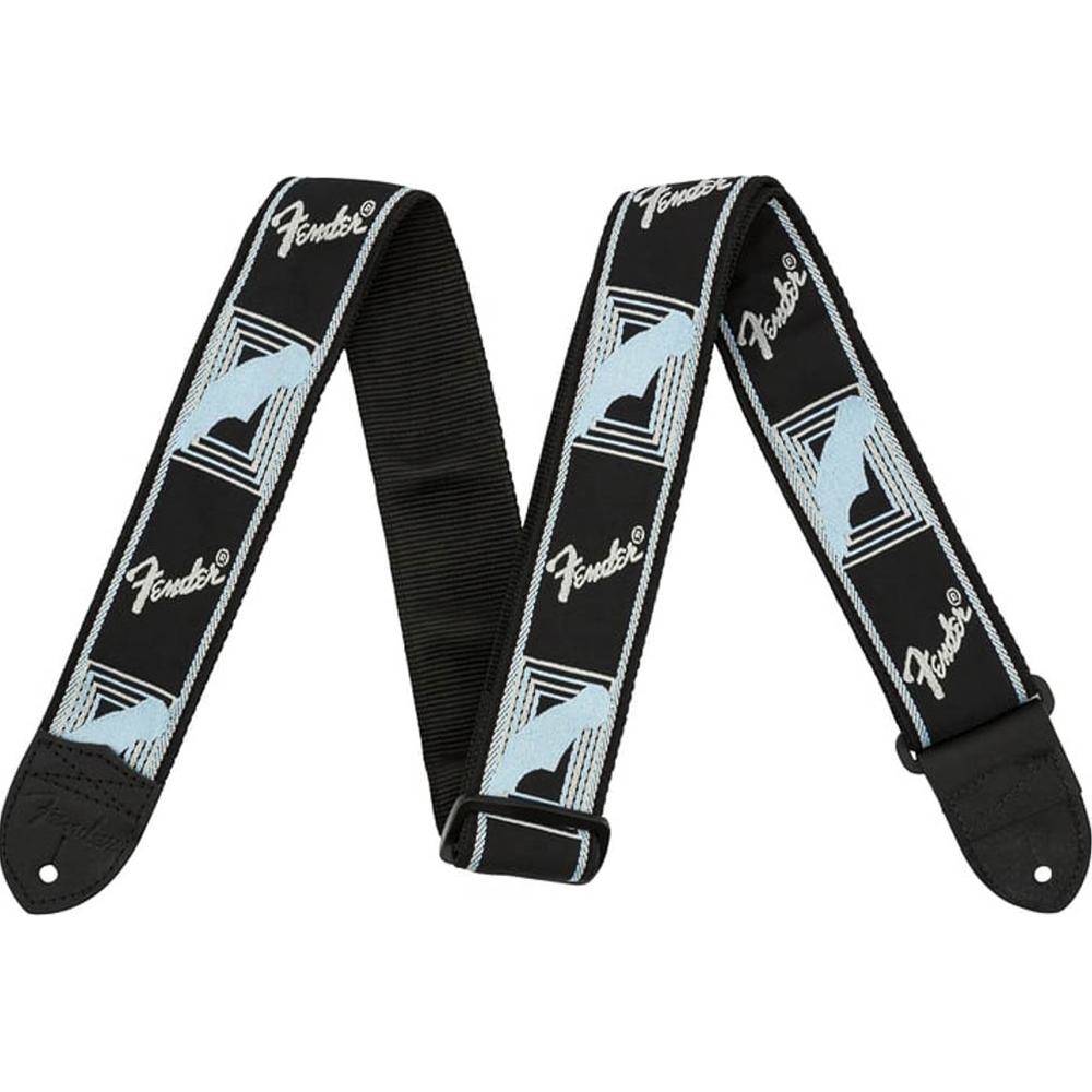 Fender 0990681502 Monogrammed Guitar Strap - Black/Light Grey/Blue - 2"