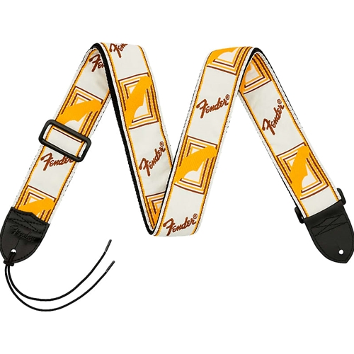 Fender 0990683000 Monogrammed Guitar Strap - White/Brown/Yellow - 2"