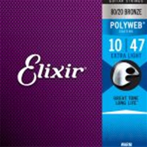 11000 Elixir® Strings 80/20 Bronze Acoustic Guitar Strings w POLYWEB® Coating, Extra Light (.010-.047)