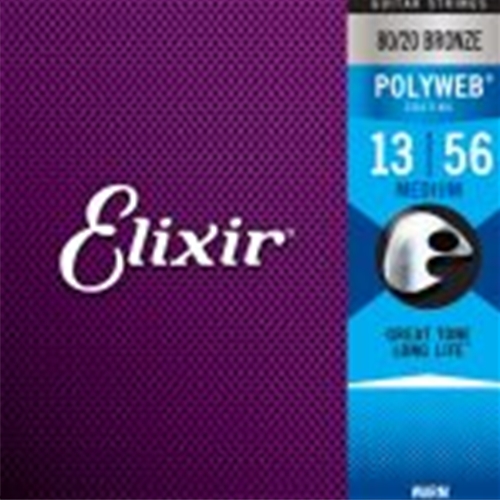 Elixir 11100 80/20 Bronze Acoustic Guitar Strings w/POLYWEB® Coating, Medium (.013-.056)