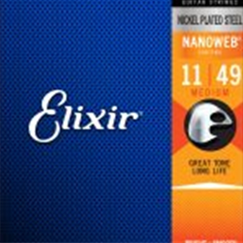 Elixir 12102E Electric Guitar String Set with NANOWEB® Coating, Medium (.011-.049)