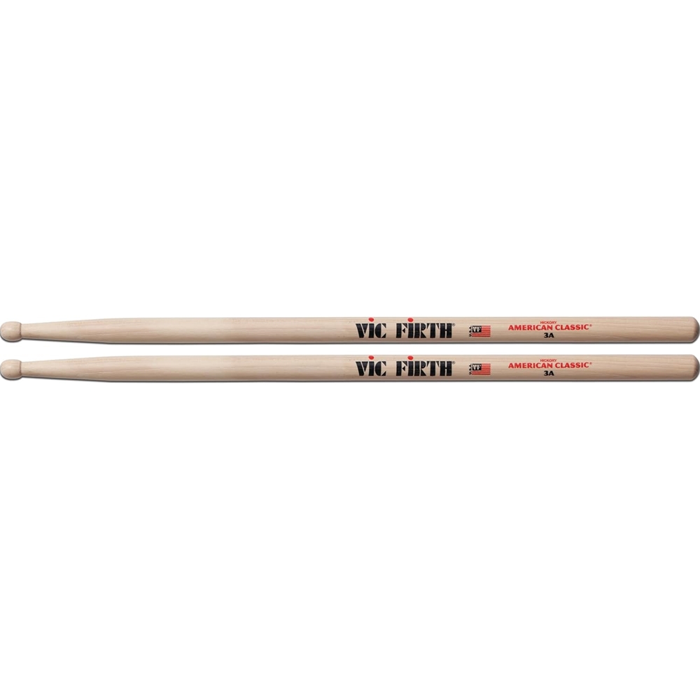 Vic-Firth 3AW Drum Sticks, 3A Wood Tip