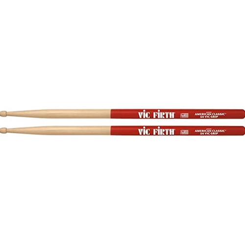 Vic-Firth 5AVG American Classic Drum Sticks, 5A Wood Tip w/Vic Grip