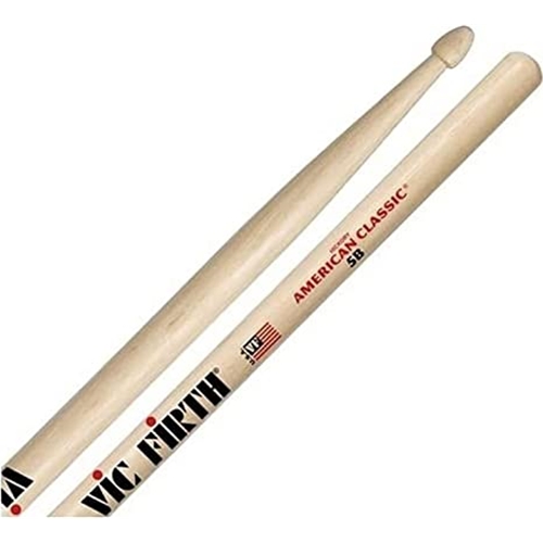 Vic-Firth 5BW Drum Sticks, 5B Wood Tip