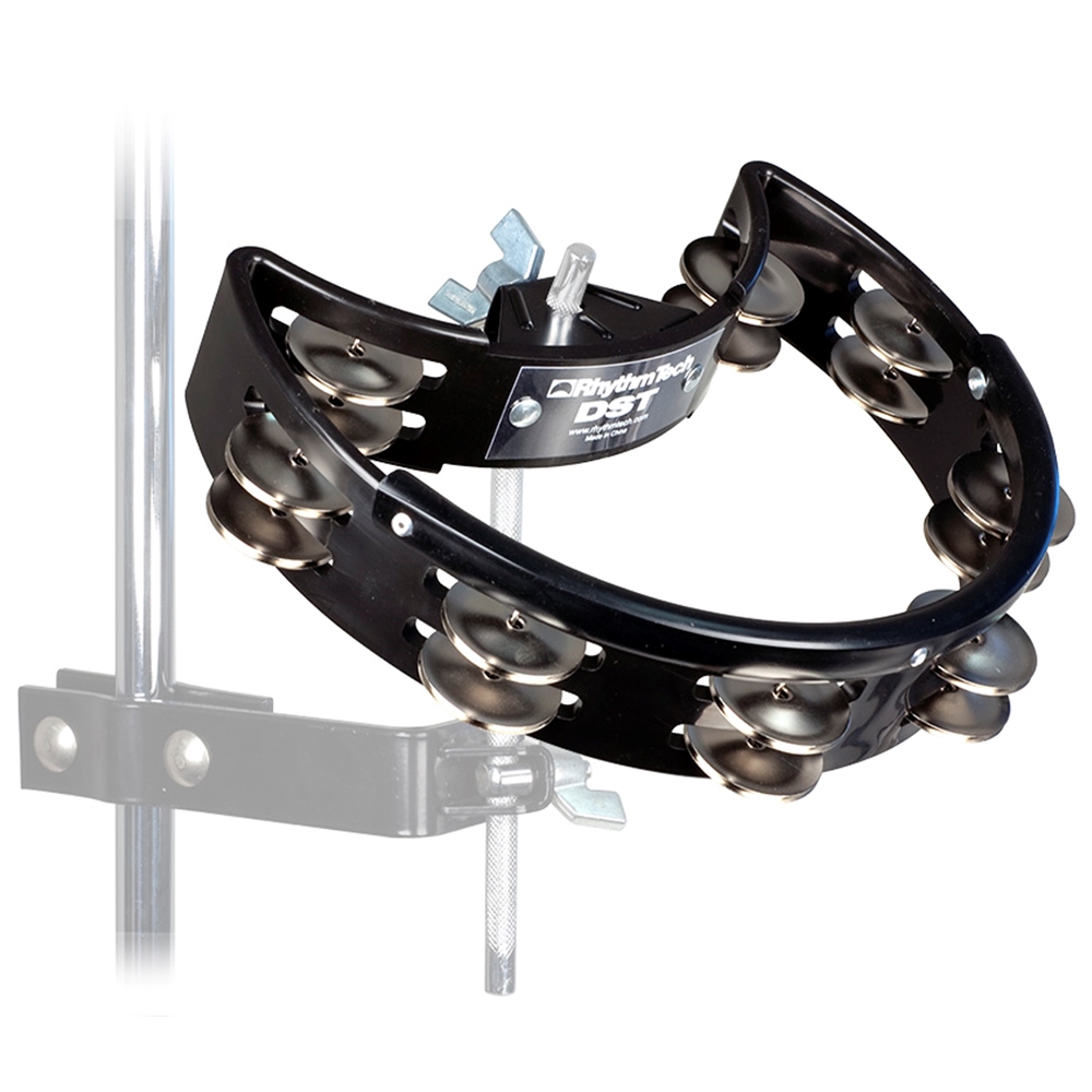 Rhythm Tech DST10 Mounted Drum Set Tambourine w/ Nickel Jingles, Black