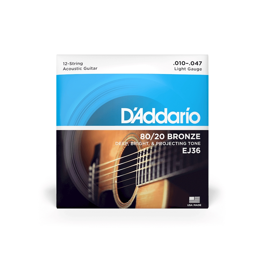 D'Addario EJ36 String Guitar 12 String Bronze Light