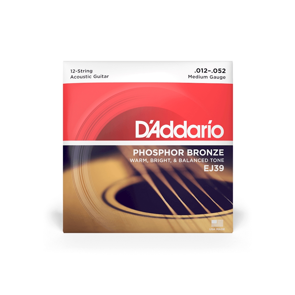 D'Addario EJ39 12 String Phosphor Bronze Guitar String Set, Medium