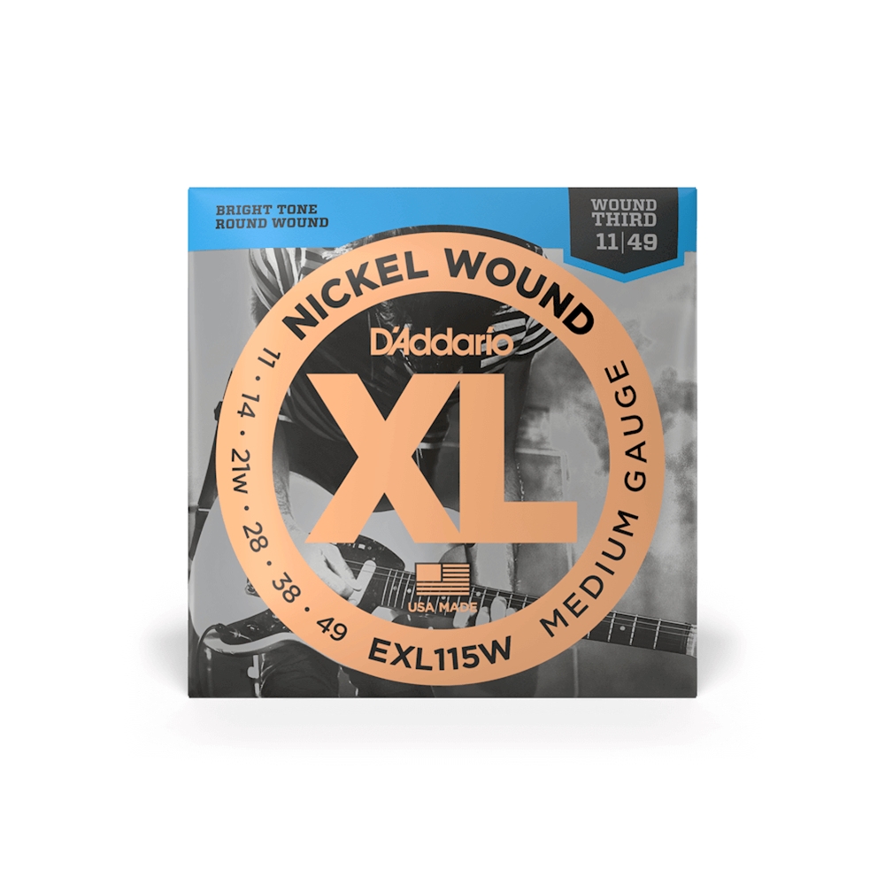 D'Addario EXL115W Blues/Jazz Wound 3rd Electric Guitar String Set, Medium