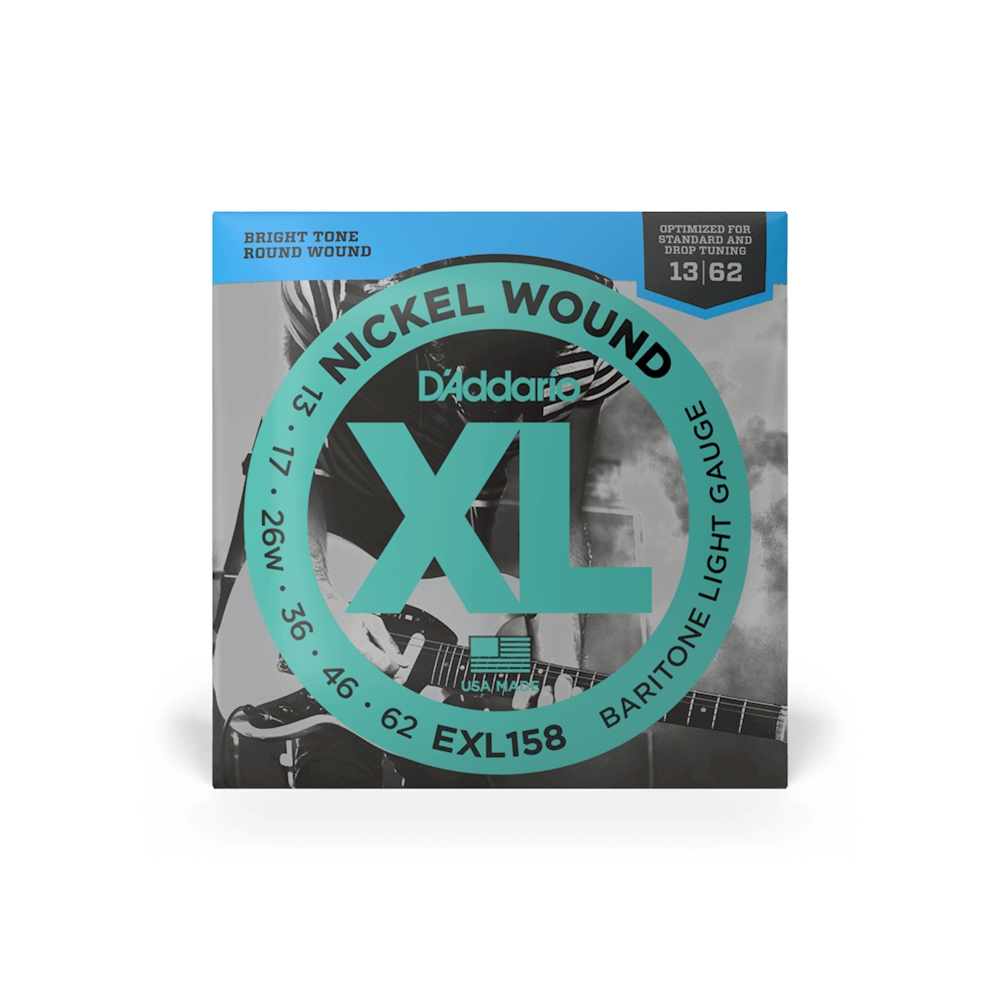 D'Addario EXL158 Baritone XL Nickel Electric Guitar Strings, 13-62 Light