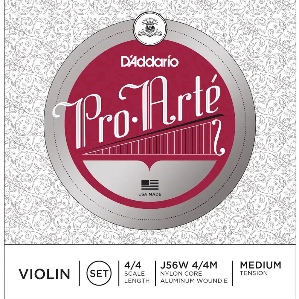 Pro Arte J56W44M Violin String Set with Wound E, 4/4 Scale, Medium Tension