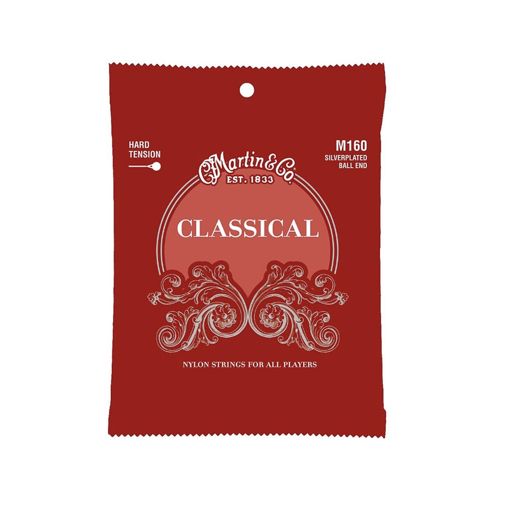 Martin M160 Classical Nylon Guitar String Set,  Hard Tension - Silver - Ball End