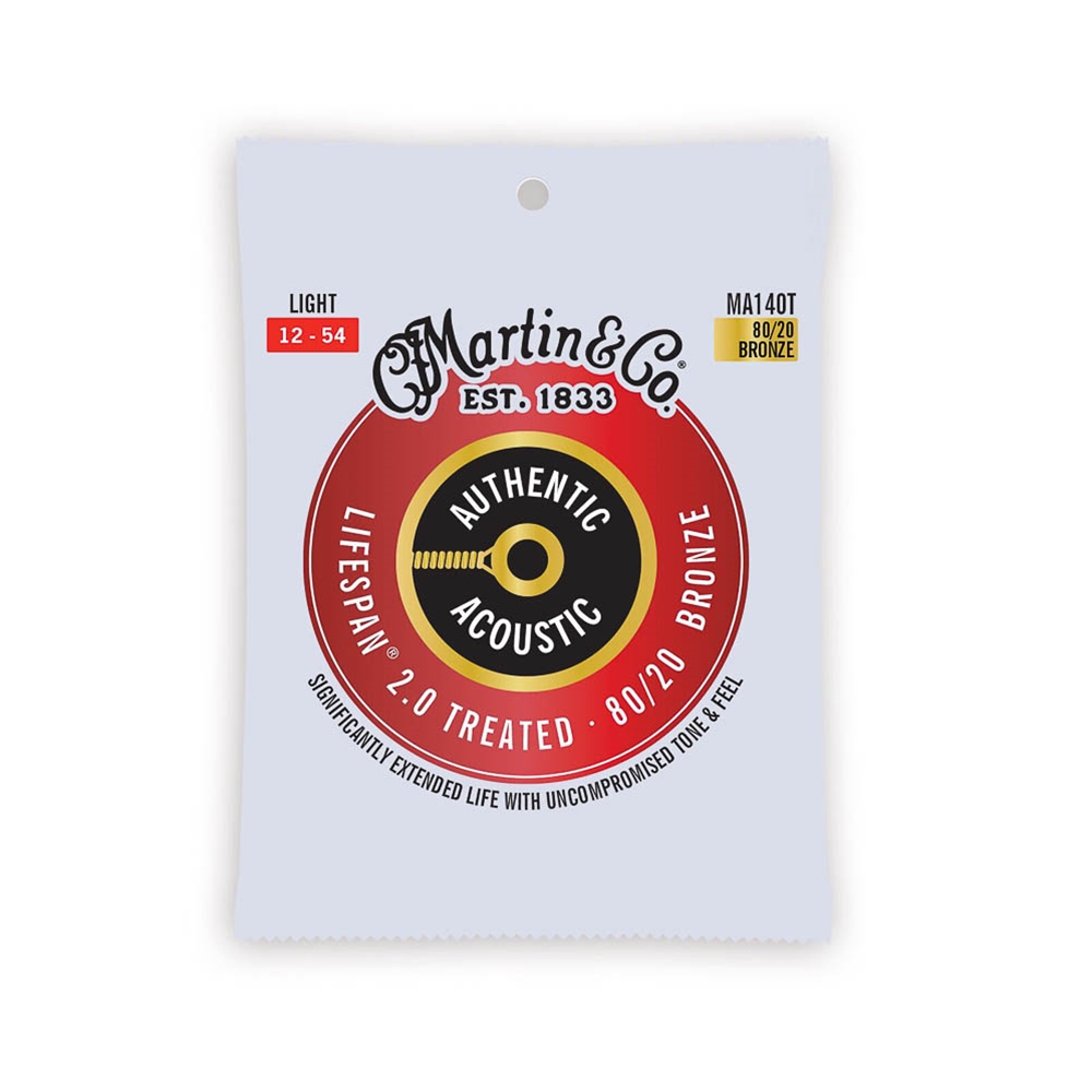 Martin MA140T Authentic Treated Guitar String Set, Light, 80/20