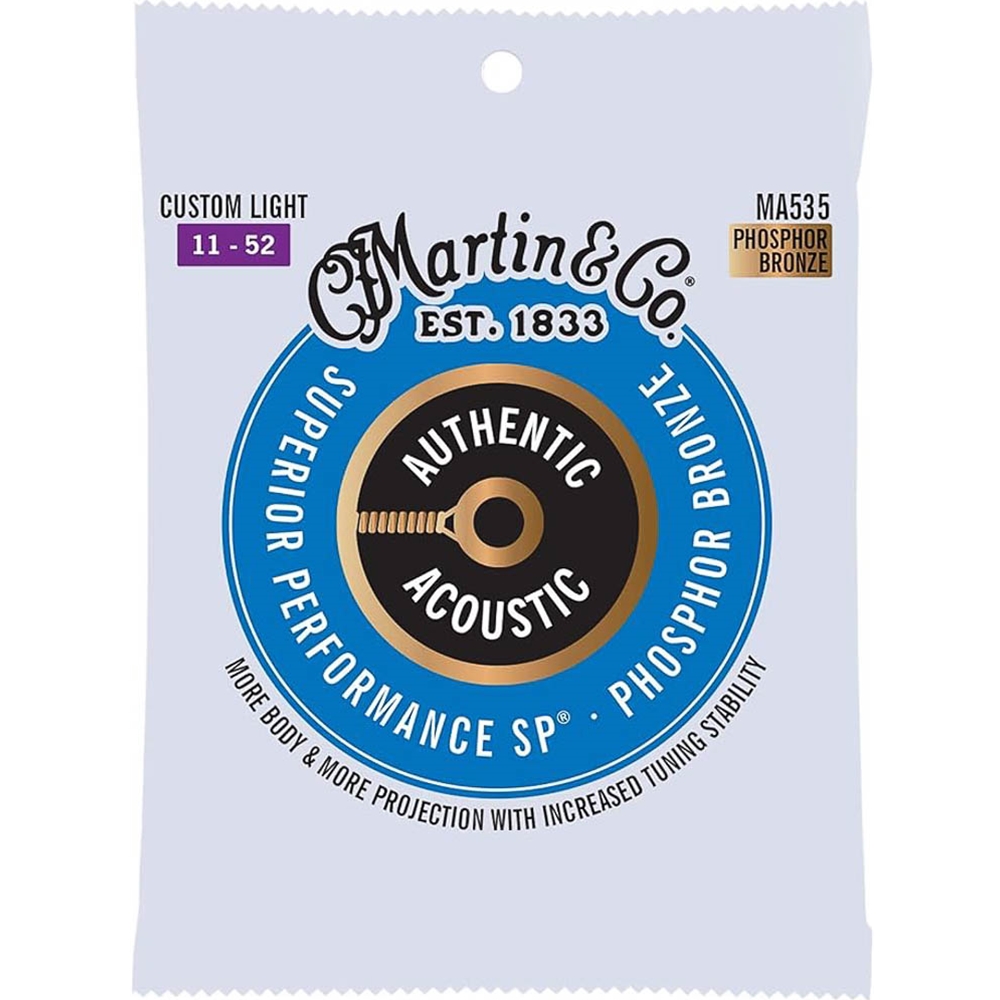 Martin MA535 Authentic Guitar String Set, Custom Light, 92/8