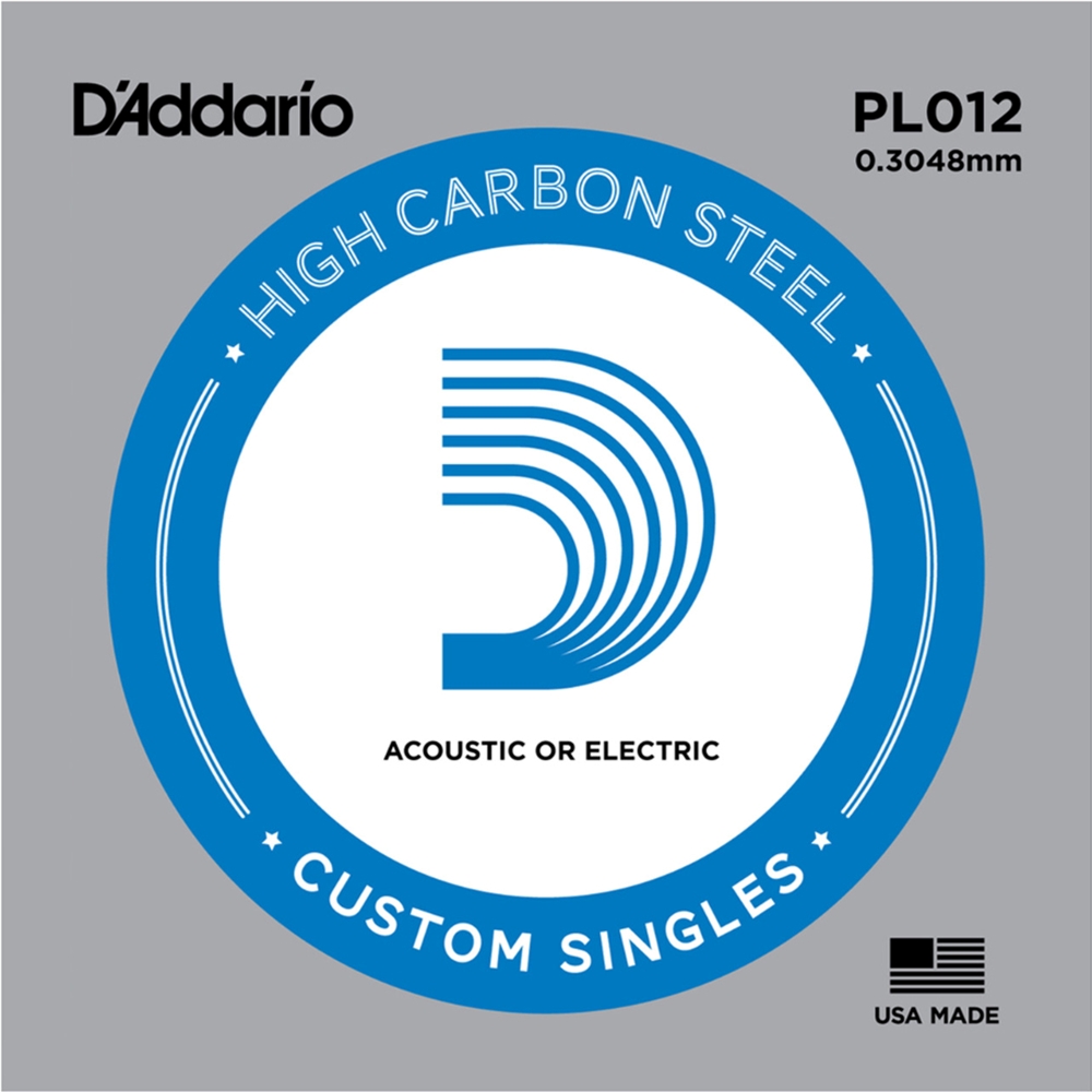 D'Addario PL012 Plain Steel Guitar String .012 Gauge