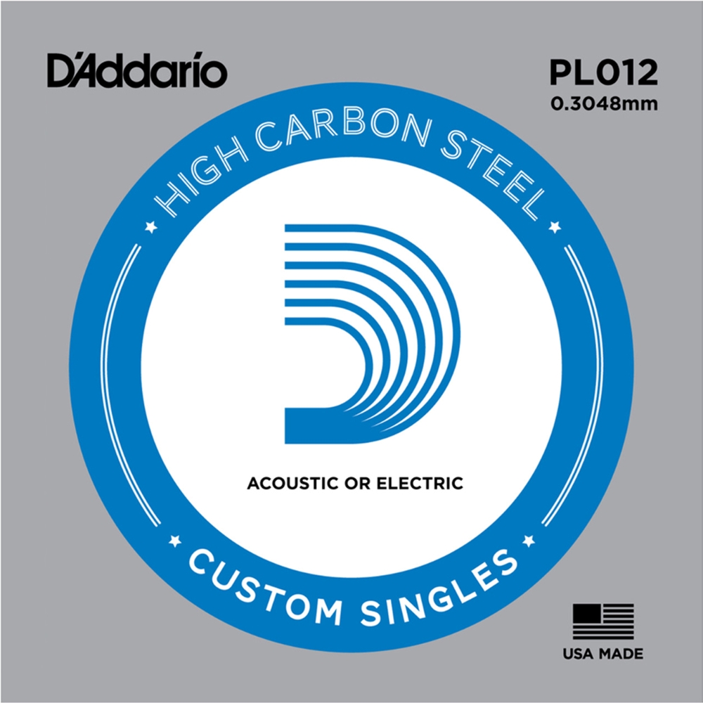D'Addario PL012 Plain Steel Guitar String .012 Gauge