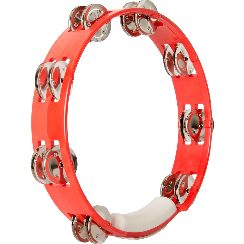 Rhythm Tech TC4038 8" True Colors Tambourine, Single Row, Red