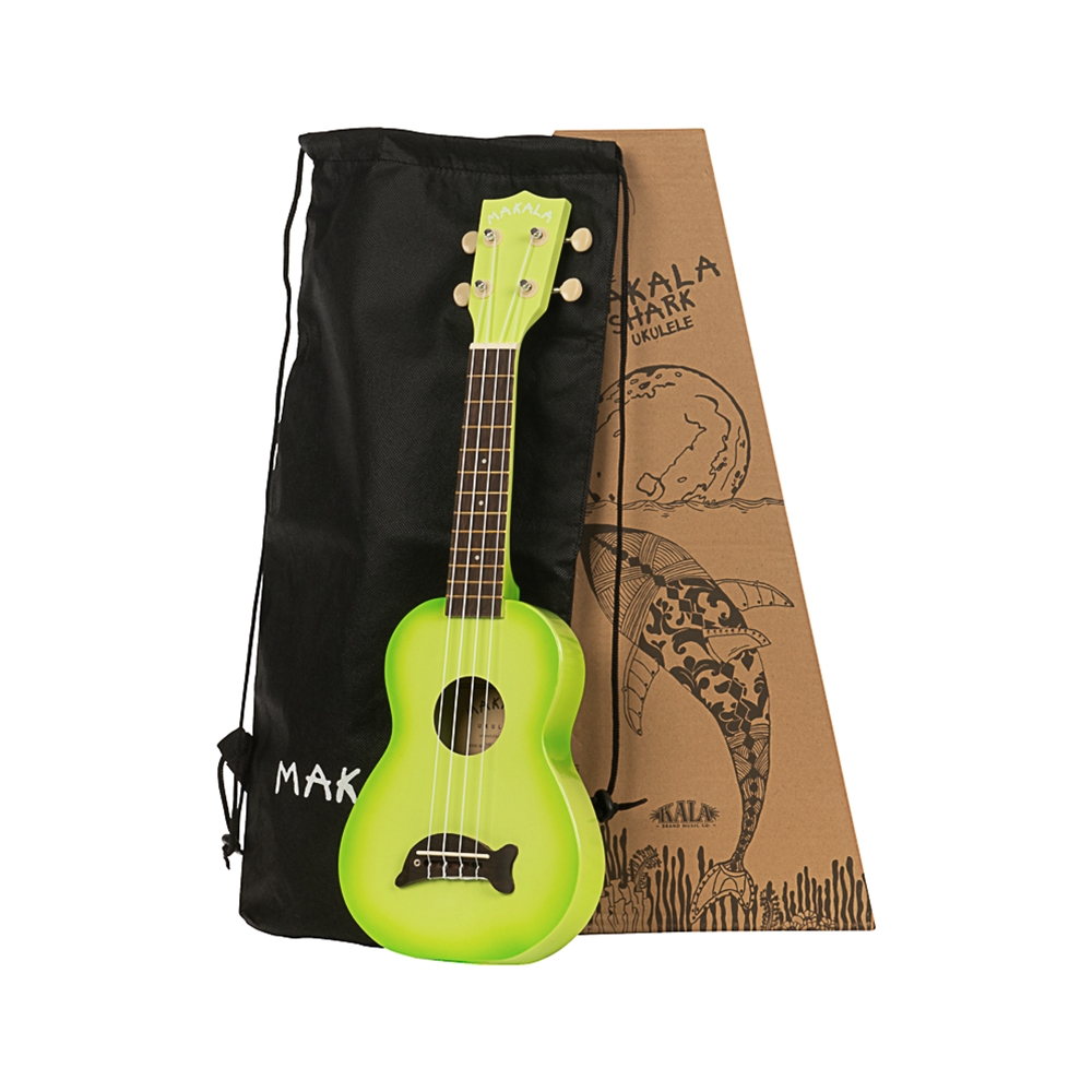 Kala MK-SD/GRNBURST Makala Green Apple Burst Dolphin Soprano Ukulele w/ Tote Bag