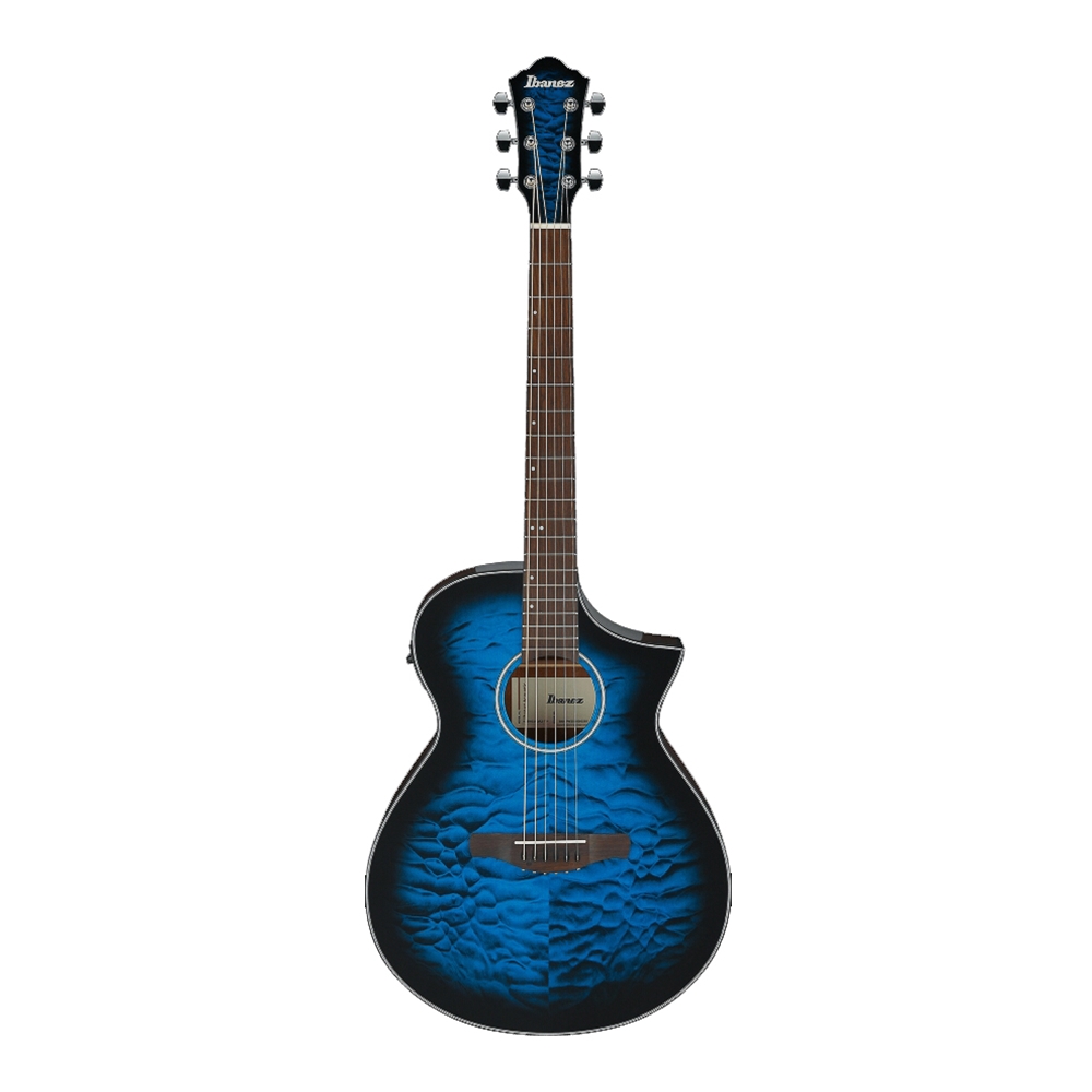 Ibanez AEWC16QATLH Acoustic Electric Guitar, Transparent Blue Sunburst