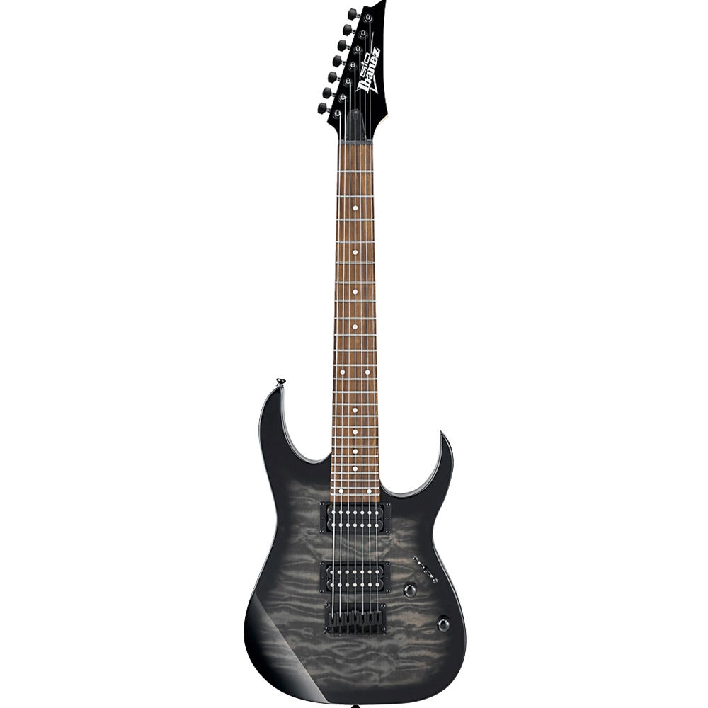 Ibanez GRG7221QATKS GIO 7 String Solid-Body Electric Guitar, Transparent Black Sunburst