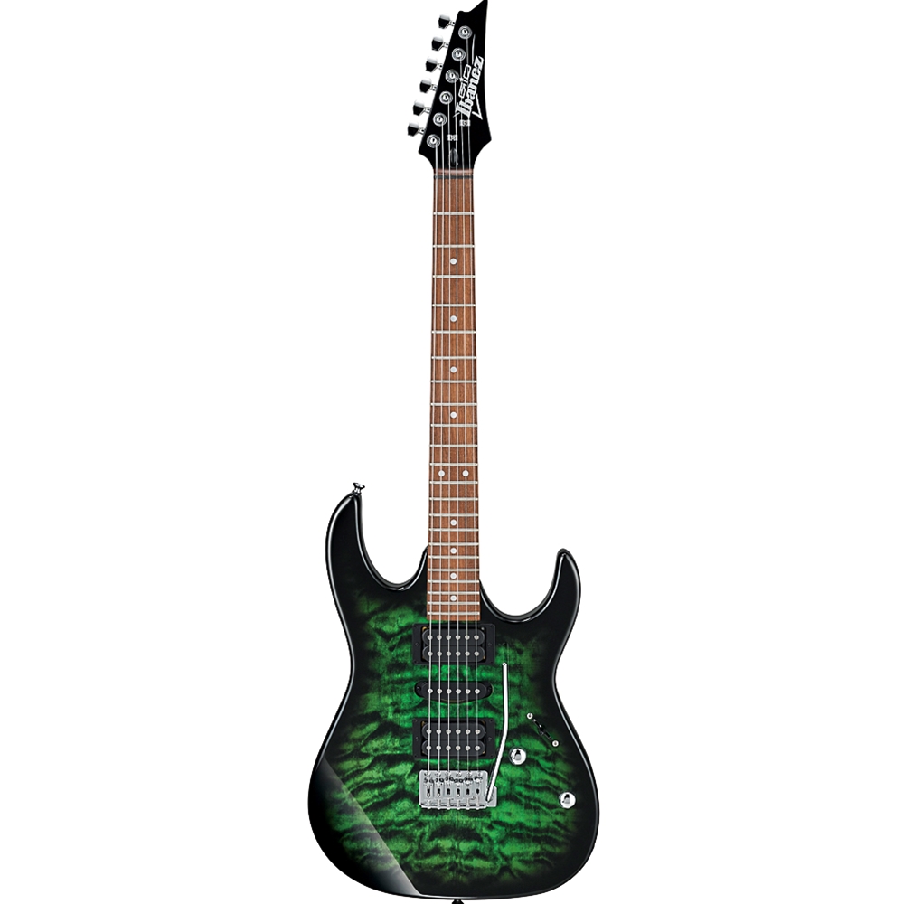 Ibanez GRX70QATEB GRX Electric Guitar, Transparent Emerald Burst